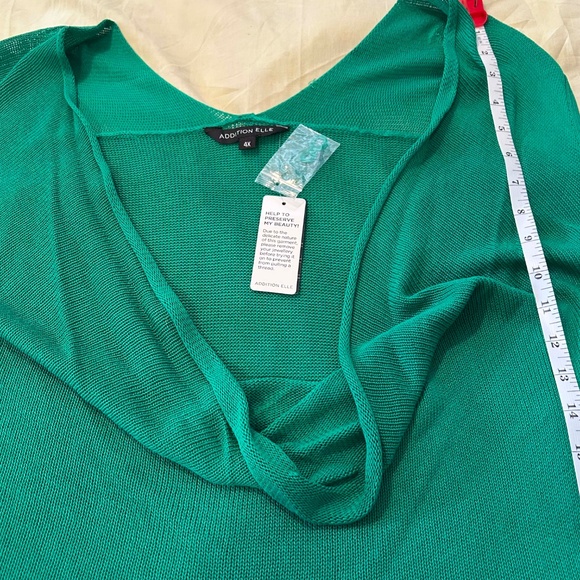 NEW PHOTOS! SLEEVELESS TOP, KELLY GREEN, SIZE 4X, COWL NECK, DELICATE WOVEN RAYO - Picture 13 of 14